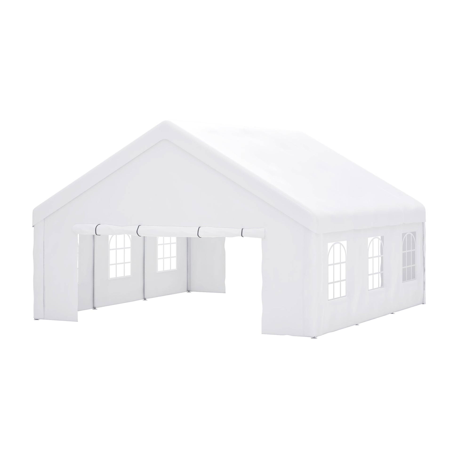 20X20Ft Party Tent Heavy Duty, Large Wedding Event Shelters With 2 Storage Bags & Removable Sidewalls, Outdoor Canopy Gazebo Commercial Tents For Parties Carport Camping Garden Patio White Metal