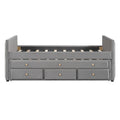 Twin Size Upholstered Daybed With Twin Size Trundle And Drawers, Velvet, Gray Box Spring Not Required Twin Gray Velvet