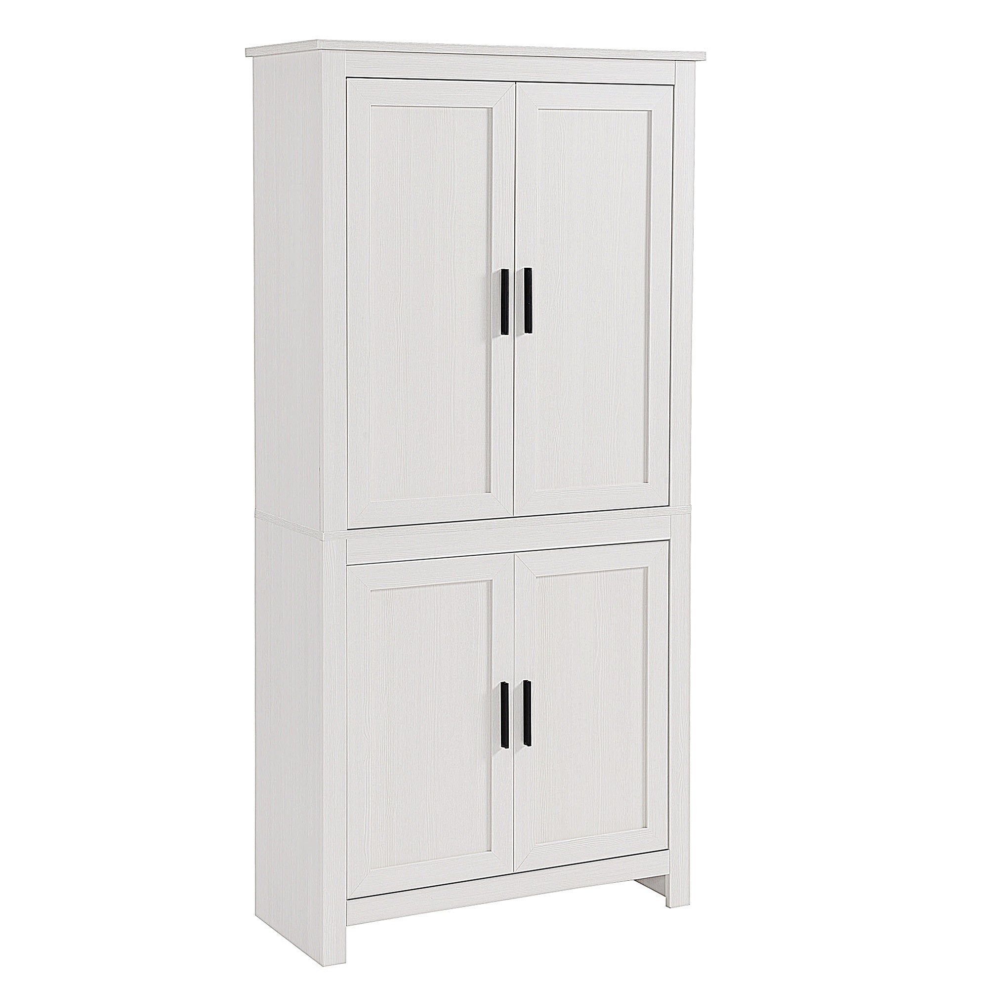 Homcom 64" 4 Door Kitchen Pantry, Freestanding Storage Cabinet With 3 Adjustable Shelves For Kitchen, Dining Or Living Room, Antique White Antique White Particle Board