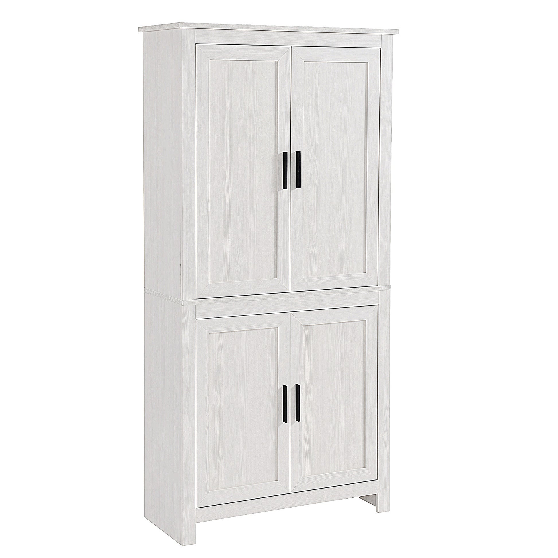 Homcom 64" 4 Door Kitchen Pantry, Freestanding Storage Cabinet With 3 Adjustable Shelves For Kitchen, Dining Or Living Room, Antique White Antique White Particle Board