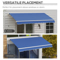 Outsunny 12' X 10' Retractable Awning Patio Awnings Sun Shade Shelter With Manual Crank Handle, 280G M Uv & Water Resistant Fabric And Aluminum Frame For Deck, Balcony, Yard, Dark Blue Blue Aluminum