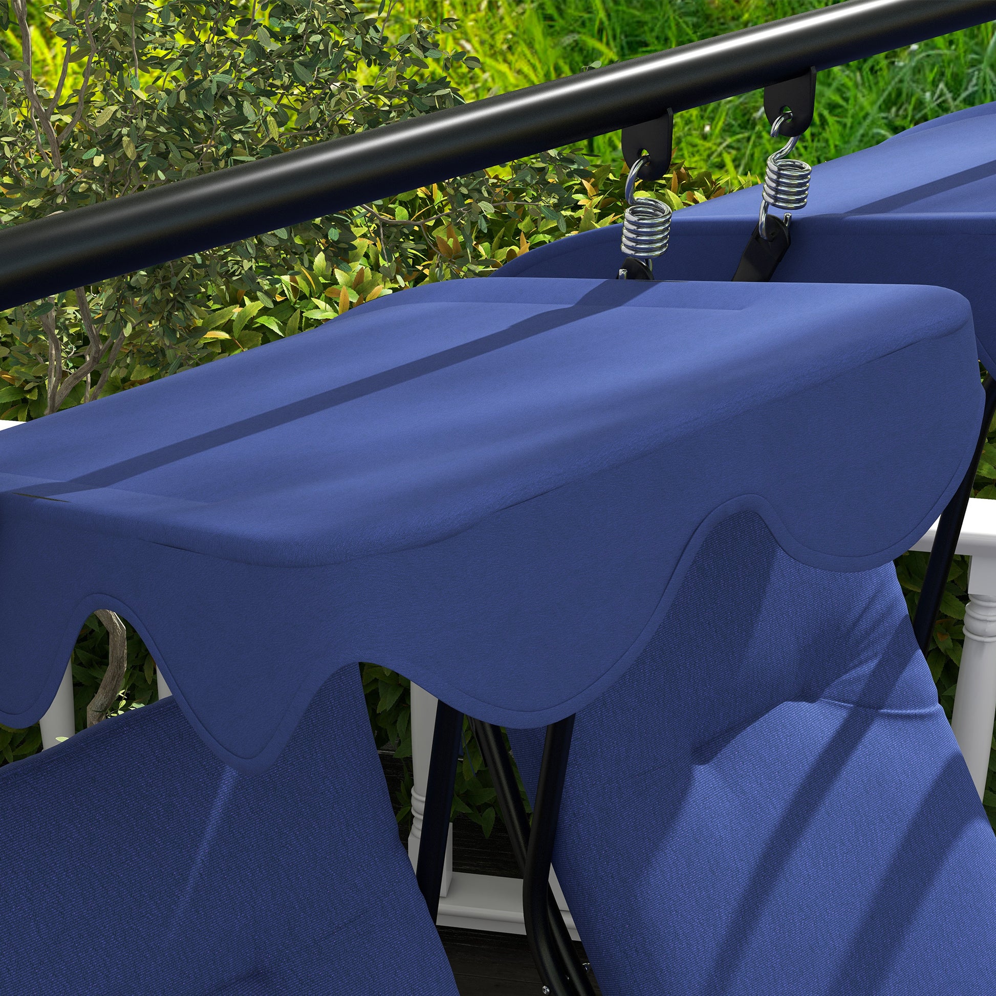 Outsunny 2 Seater Swing Canopy Replacement With Tubular Framework, Outdoor Swing Sunshade Top Cover Canopy Only , Dark Blue Dark Blue Polyester
