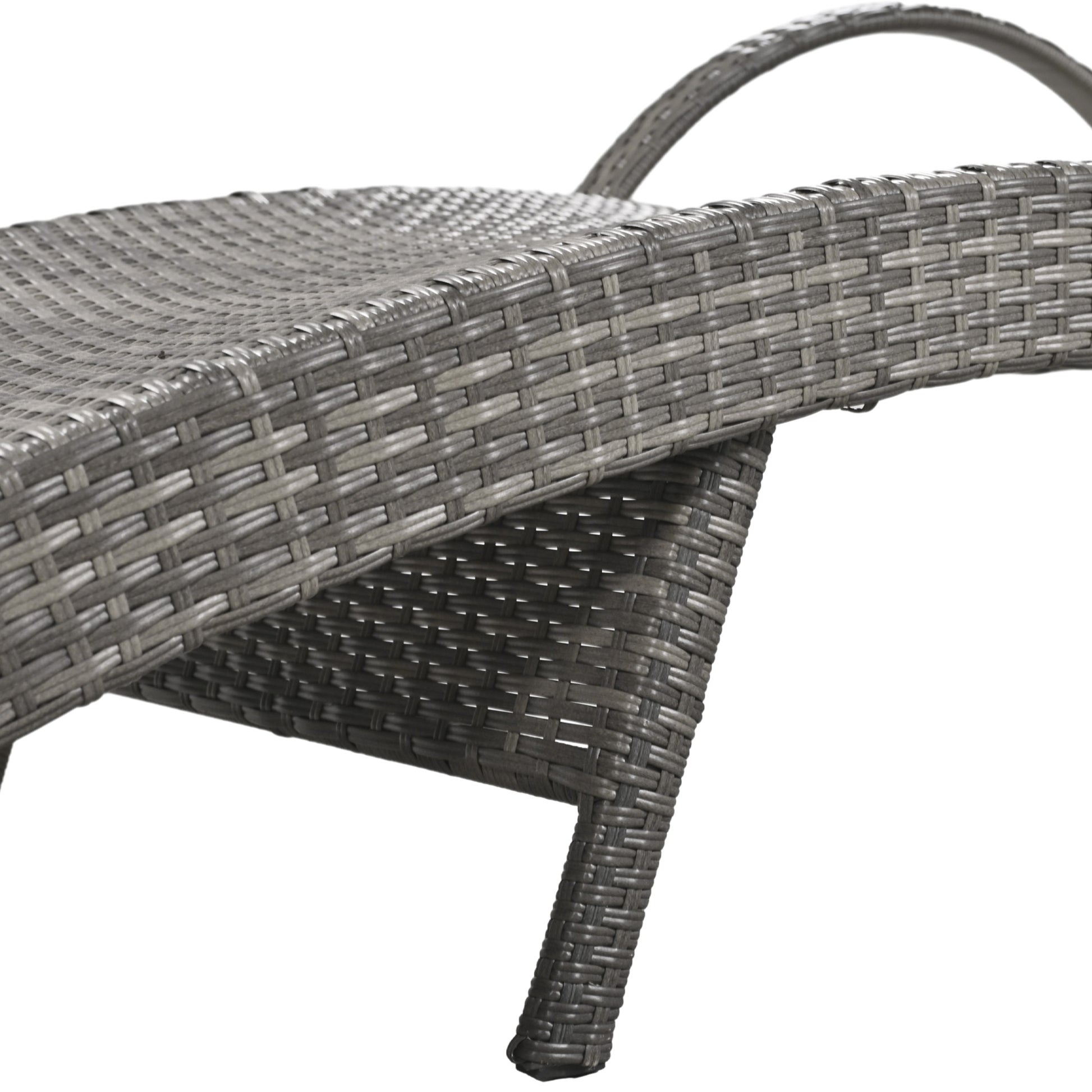 K&K 80'' Outdoor Wicker Chaise Lounge Chairs Set Of 2, Patio Rattan Reclining Chair Pull Out Side Table Adjustable Backrest Ergonomic Wave Design Pool Sunbathing Recliners, Grey No Lounge Grey Seats