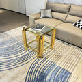 20 Inch Square End Table, Modern Stainless Steel End Table, Double Layer Clear Tempered Glass Coffee Table, Side Table With Storage, For Living Room Home Office, Gold Clear,Gold Modern Open Storage