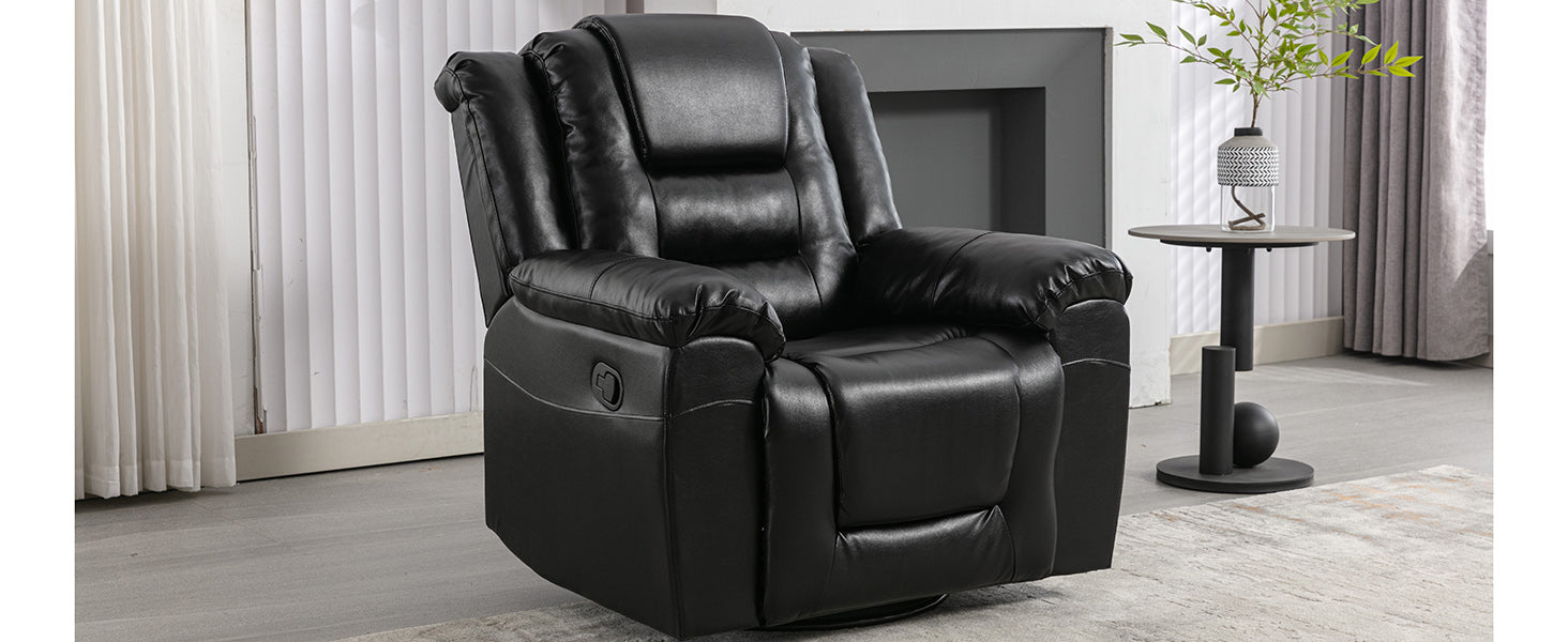 Home Theater Recliner Set Manual Recliner Chair With Wide Armrest, Two Built In Cup Holders For Living Room,Bedroom, Black Old Sku:Sg000760Aab Black Foam Pu Leather