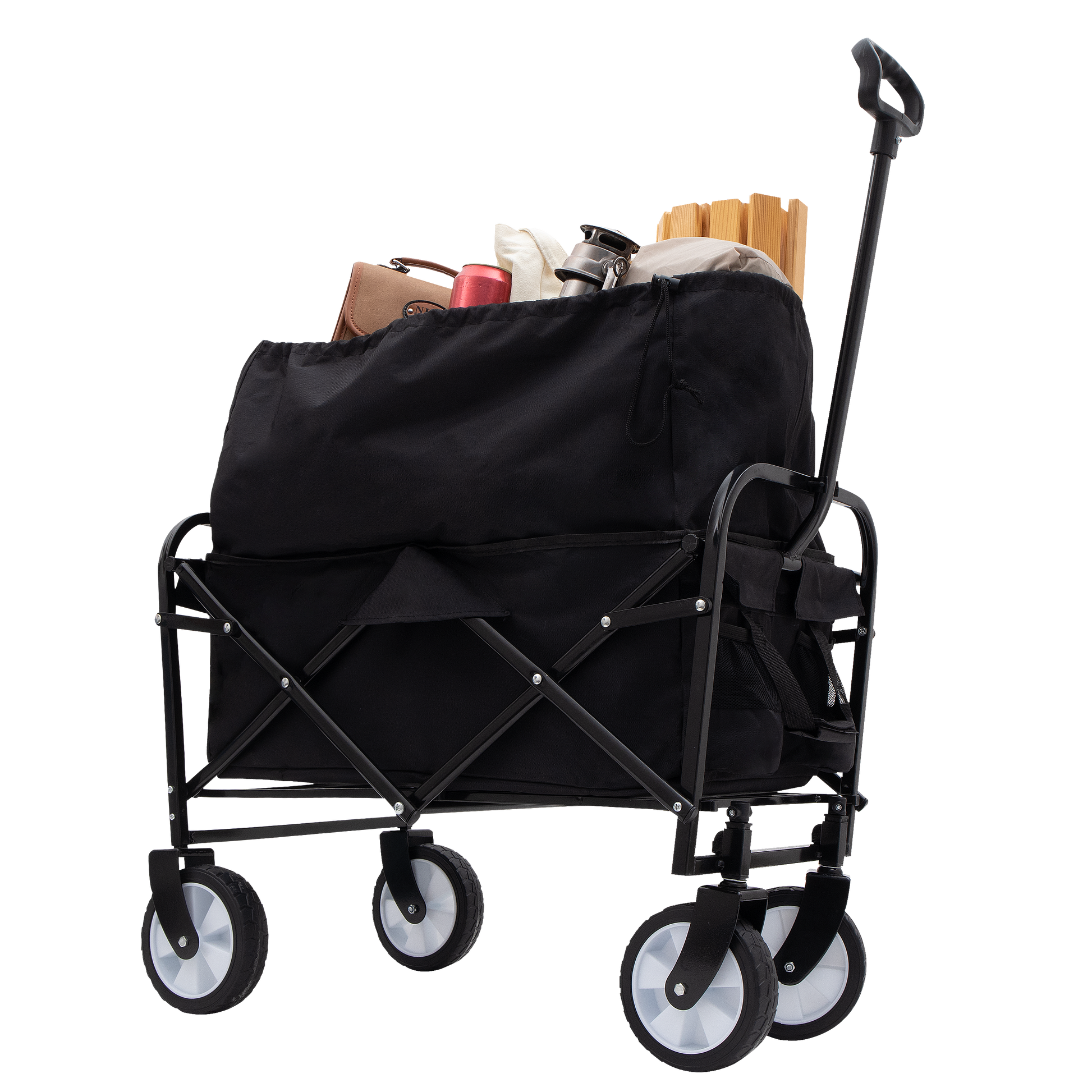 Minimeetall Extention Excollapsible Foldable Wagon Cart Beach Wagon Heavy Duty Utility Cart Utility Wagon Grocery Cart For For Camping Shopping Sports Gardeing Fishing Supports 225Lbs Black Black