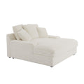 Modern Double Sleeper Sofa Comfortable Cloud Couch Soft Fluffy Corduroy Upholstery With Square Armrests For Living Room Bedroom Beige Beige Corduroy 2 Seat