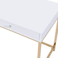 White High Gloss And Gold 2 Drawer Writing Desk White Gold White Drawer 2 Drawers Bedroom Modern White Wood Metal