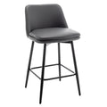 Counter Height Swivel Bar Stools Set Of 2, 360 Swivel Upholstered Barstools With Back And Metal Legs, 25.6