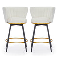 Counter Height Bar Stools Set Of 2, 360 Swivel Upholstered Barstools With Backs And Metal Legs, 26