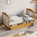 Twin Size House Shape Bed With Two Drawers Wooden Bed For Girls Boys Teens, No Box Spring Needed, Walnut And White Box Spring Not Required Twin White Walnut Wood Bedroom Cute Pine Bed Frame Wood