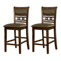 Upholstered Solid Wood Counter Height Side Chair, Brown, Pack Of Two Brown Solid Wood