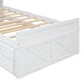 Twin Size Wooden Bed With Storage Headboard With Outlets, Extendable Bed With Twin Size Trundle With Three Storage Drawers,White Expected Arrival Time:8.23 Twin White Wood