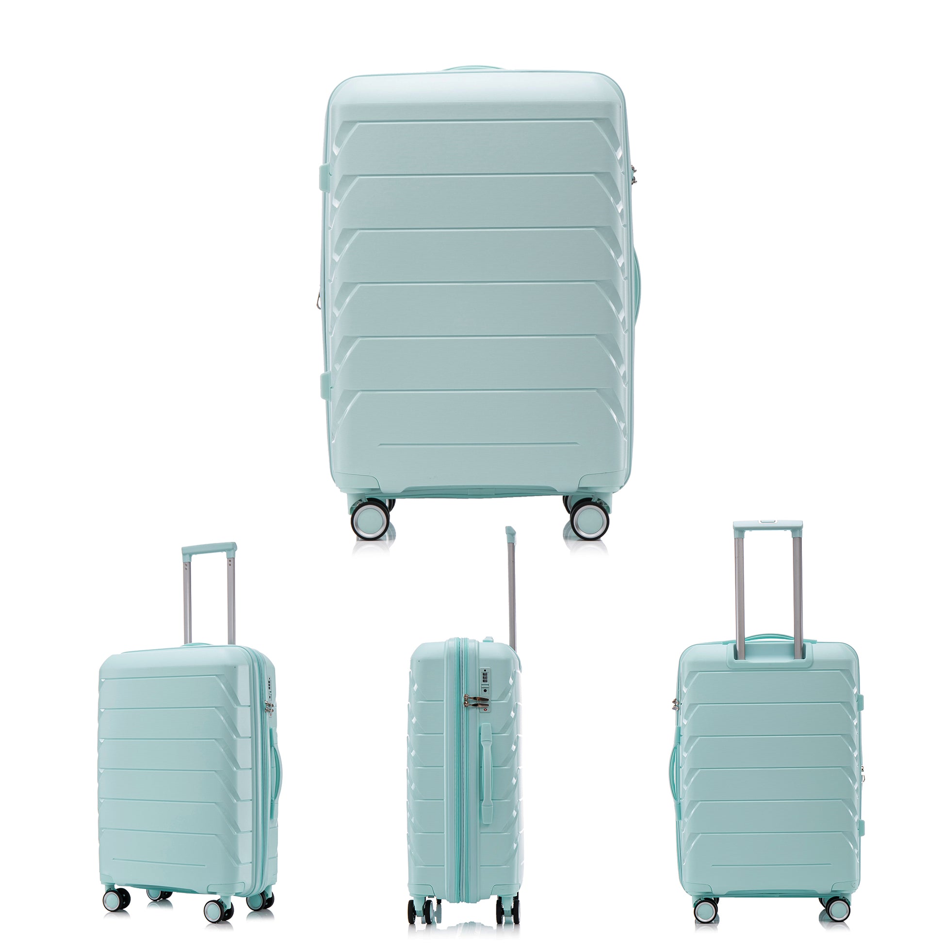 Pp Luggage Sets 3 Piece 20 24 28 , Expandable Carry On Luggage With Tsa Lock Airline Approved, Pp Materials Hard Shell And Lightweight Suitcase With Spinner Wheels Mint Green Mint Green Polypropylene