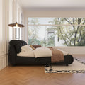 King Size Luxury Upholstered Platform Bed With Oversized Padded Backrest And Solid Wood Frame,Suitable For Multiple Heights Of Mattresses,Black Old Sku:W1885S00017 Box Spring Not Required King Black Wood Pine Solid Wood