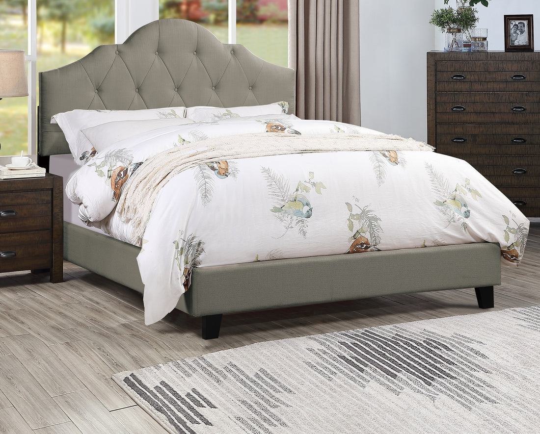 Majestic Arch 1Pc Full Size Bed Adjustable Hb Grey Polyfiber Tufted Upholstered Wooden Bedframe Bedroom Furniture Box Spring Not Required Full Gray Espresso Wood Bedroom