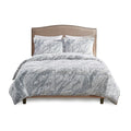 Marble Faux Fur Comforter Set Queen Grey Blue Marble