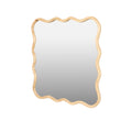 Solid Wood Wavy Square Mirror Natural Wood 36