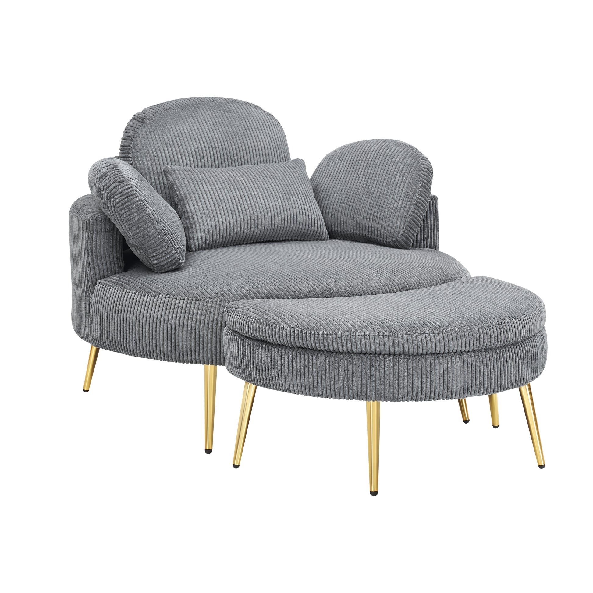 43 Inches Single Grey Comfortable Chair, Single Chair Soft And Comfortable, Suitable For Meeting Room, Living Room, Bedroom Gray Corduroy 1 Seat