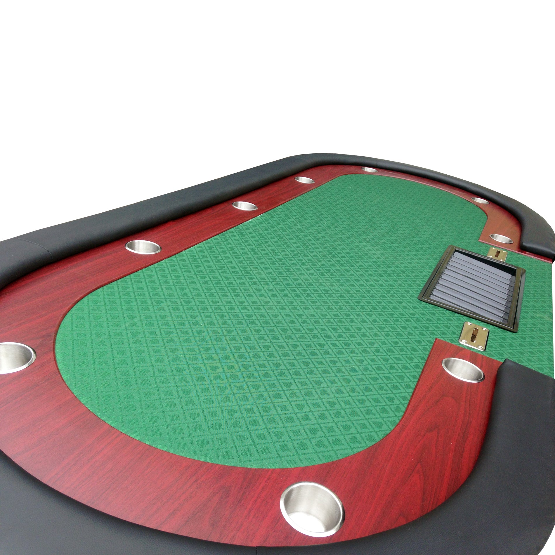 96" Luna Ultra Poker Table With Speed Cloth Racetrack Chip Tray Double Dropbox Wooden Legs Green Green Primary Living Space Modern Wood
