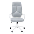 Office Chair, Adjustable Height, Swivel, Ergonomic, Armrests, Computer Desk, Work, Grey Mesh, White Metal, Contemporary, Modern White Foam Polyester