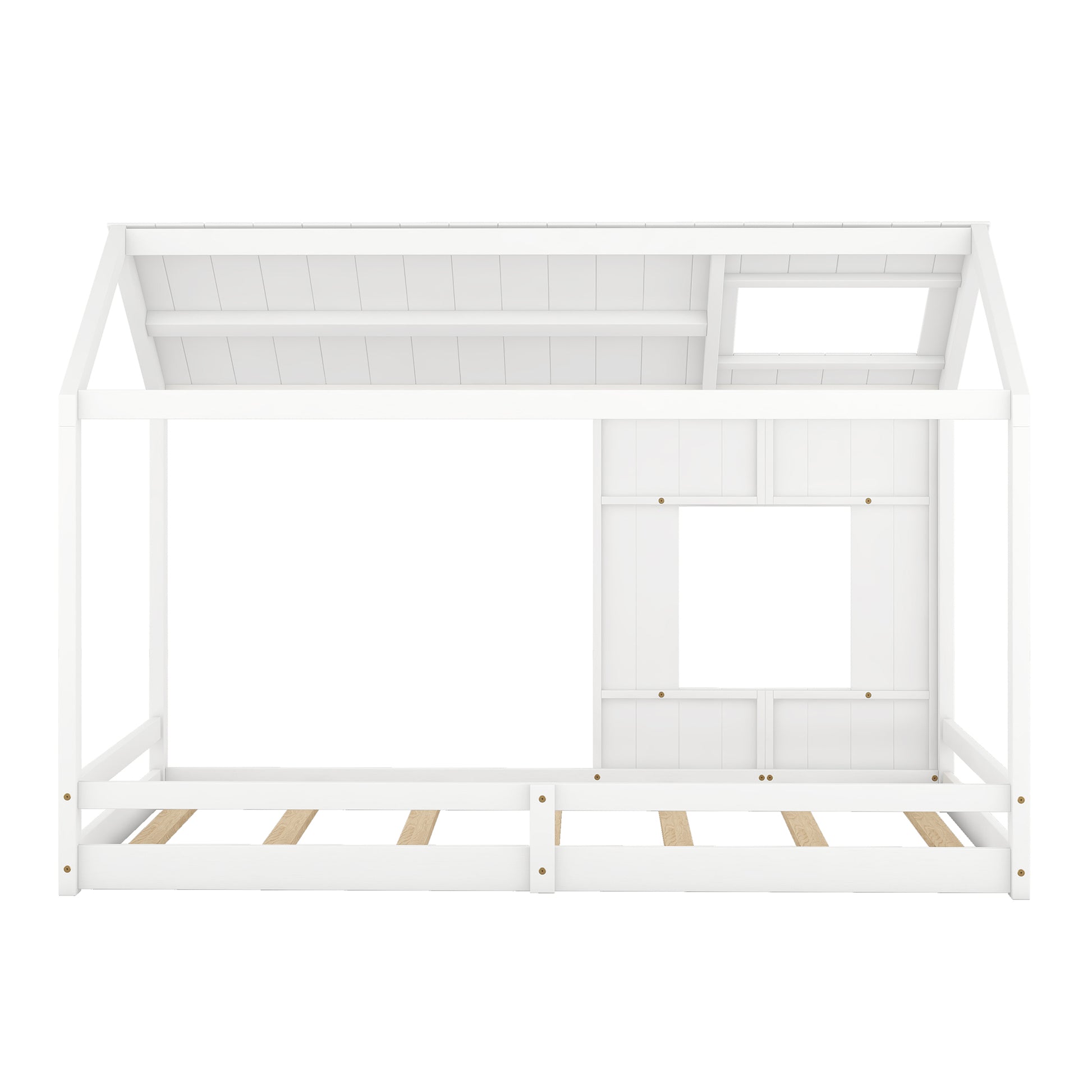 Twin Size House Bed With Roof And Window White Old Sku: Wf296897Aak Twin White Mdf