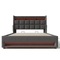 Queen Size Upholstered Platform Bed With A Hydraulic Storage System, Led And Usb Charging, Grey Without Mattress Queen Grey Metal & Wood