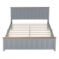 Queen Size Wood Platform Bed Wooden Slat Support, Vintage Simple Bed Frame With Rectangular Headboard And Footboard, Grey Box Spring Not Required Queen Grey Wood