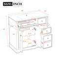 36'' Bathroom Vanity With Resin Sink Combo, Solid Wood Frame Bathroom Storage Cabinet, Freestanding Vanity Set With 3 Drawers& Adjustable Shelf White Bathroom Modern Solid Wood Mdf Resin