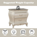 Chantelle Pearl White Finish Nightstand W Granite Top White Synthetic Wood