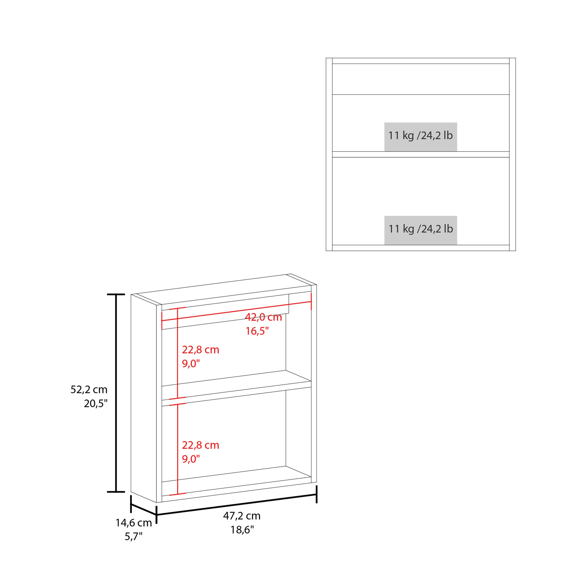 Luma Medicine Cabinet With Mirror Door 20.5" High Cabinet Organizer With Two Interior Shelves For Bathroom, Kitchen, Mudroom Black 1 2 Bathroom Freestanding Modern Particle Board