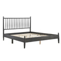 Mid Century Modern Design Full Platform Bed 1Pc Gray Finish Wooden Bedroom Furniture Vertical Slats Headboard, Bed In A Box Box Spring Not Required Full Gray Wood Bedroom Mid Century Modern Slat Beds Wood