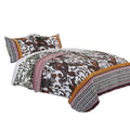 Detroit Fabric 3 Piece Queen Size Quilt Set With Tribal Motifs, Multicolor Multicolor Fabric