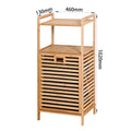 Bathroom Laundry Basket Bamboo Storage Basket With 2 Tier Shelf 17.32 X 13 X 37.8 Inch Natural Bamboo