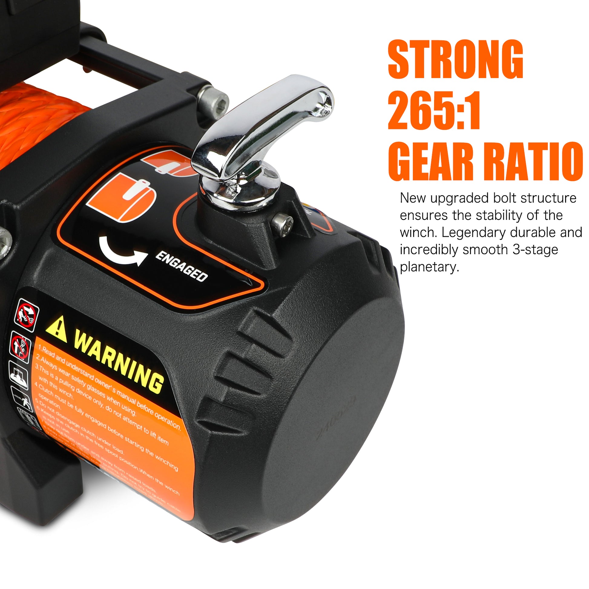 13000Lbs Electric Winch 12V Synthetic Rope Sand Towing Truck Trailer Jeep 4Wd Orange Stainless Steel