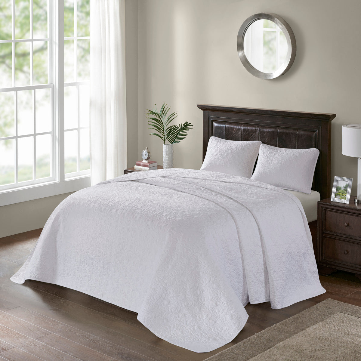 Reversible Bedspread Set White King White Cotton