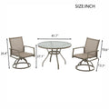 3 Piece Bistro Patio Table And Chairs Set With Tan Pvc Sling Swivel Rocker Chairs And Round Cast Top Outdoor Table, Premium Weather Resistant Outdoor Dining Set For Backyard & Deck No Brown Rust Resistant Frame Garden & Outdoor Classic 2 Person Seating