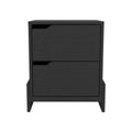 Luss Nightstand, Bedside Table With 2 Drawers Black 2 Drawers Bedroom Rectangle Modern Drawers Particle Board Engineered Wood