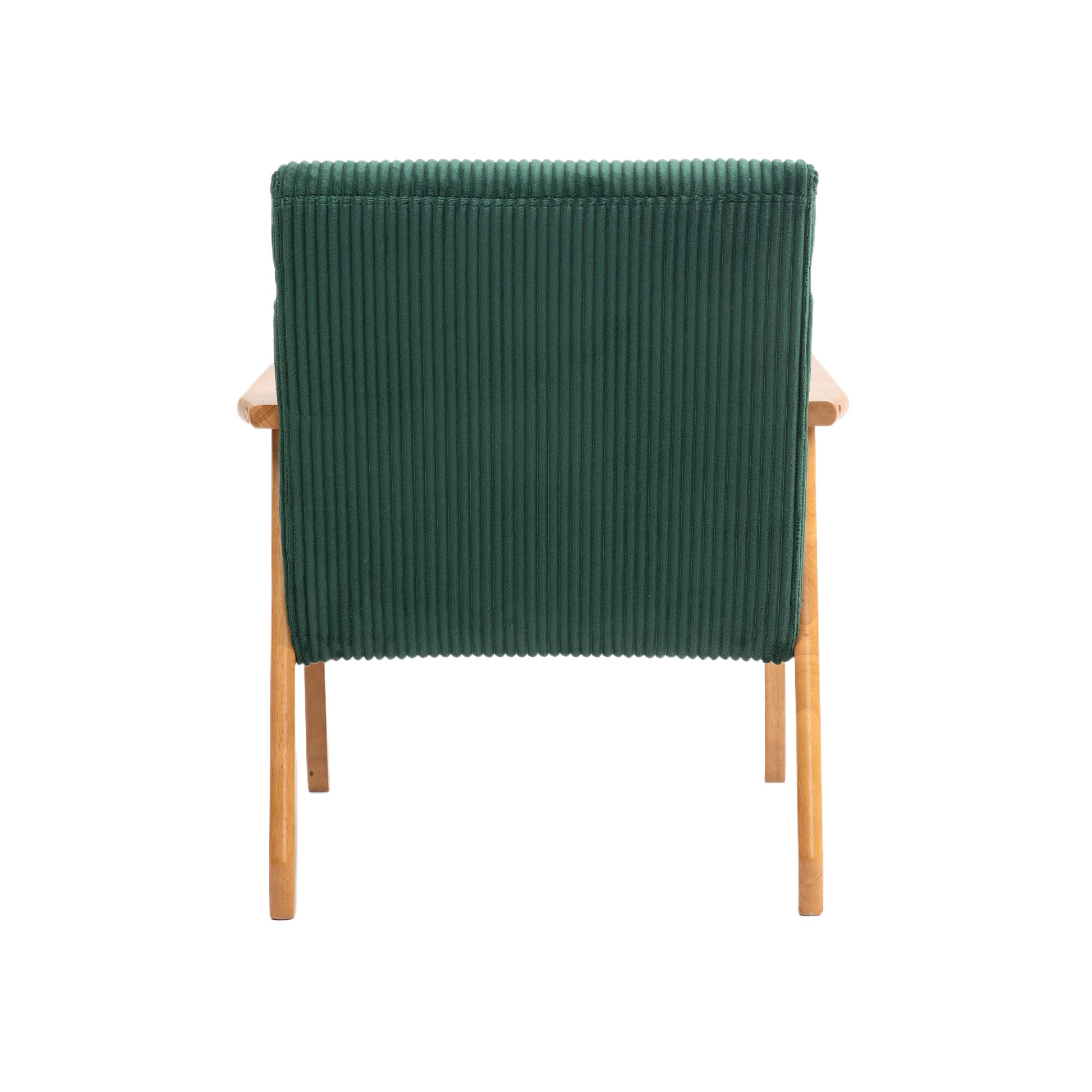 Leisure Chair With Solid Wood Armrest And Feet, Leisure Chair, Wood Frame, Velvet, L, Solid Rubber Wood Legs, Mid Century Modern Accent Chair, For Living Room Bedroom Studio Chair Emerald Corduroy