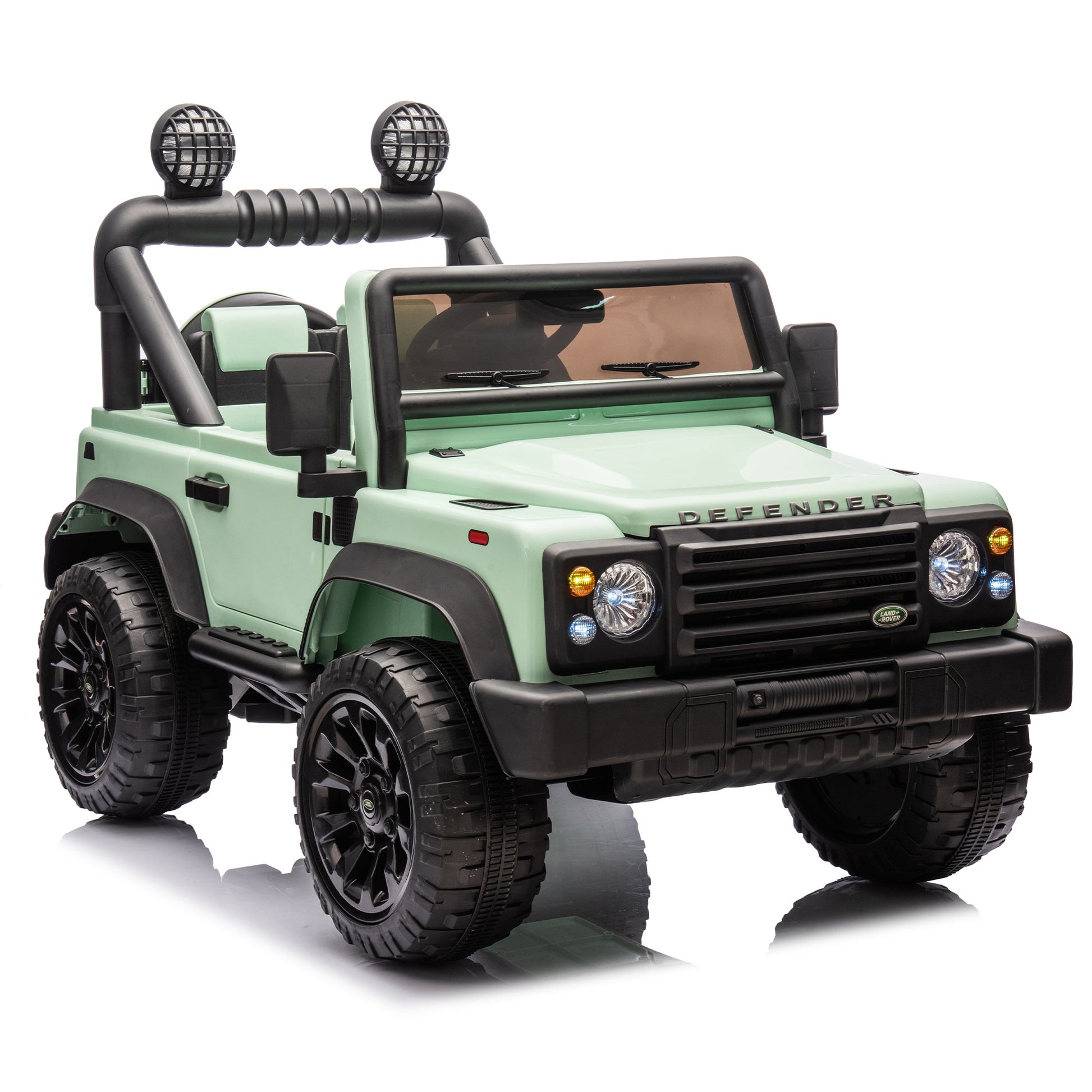 Licensed 2015 Land Rover Defender 90,24V Kids Ride On Xxl Car W Parents Control,2Wd,Four Wheel Suspension,Bluetooth,Mp3,Music,Power Display,Led Lights,Speeds 1.86 3.11Mph For Kids 3 7. Green Polypropylene