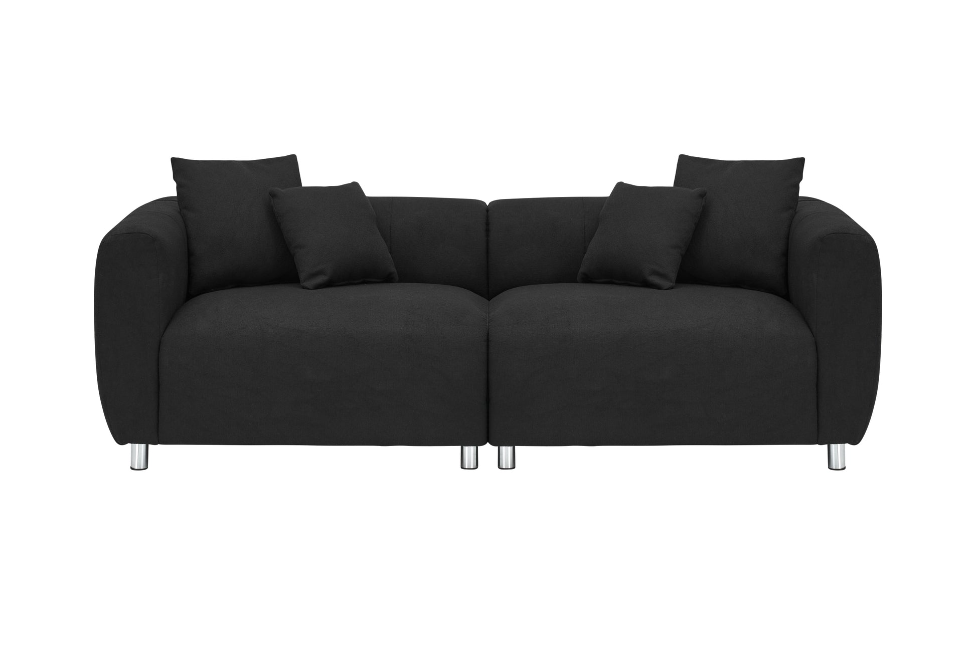 89 Inch Sofa For Living Room, Fashion Sofa With Metal Legs, 3 Seater Sofa, Solid Wood Frame Couch With 4Pillows, For Apartment Office Living Room Black Black Cotton Linen,Teddy 3 Seat