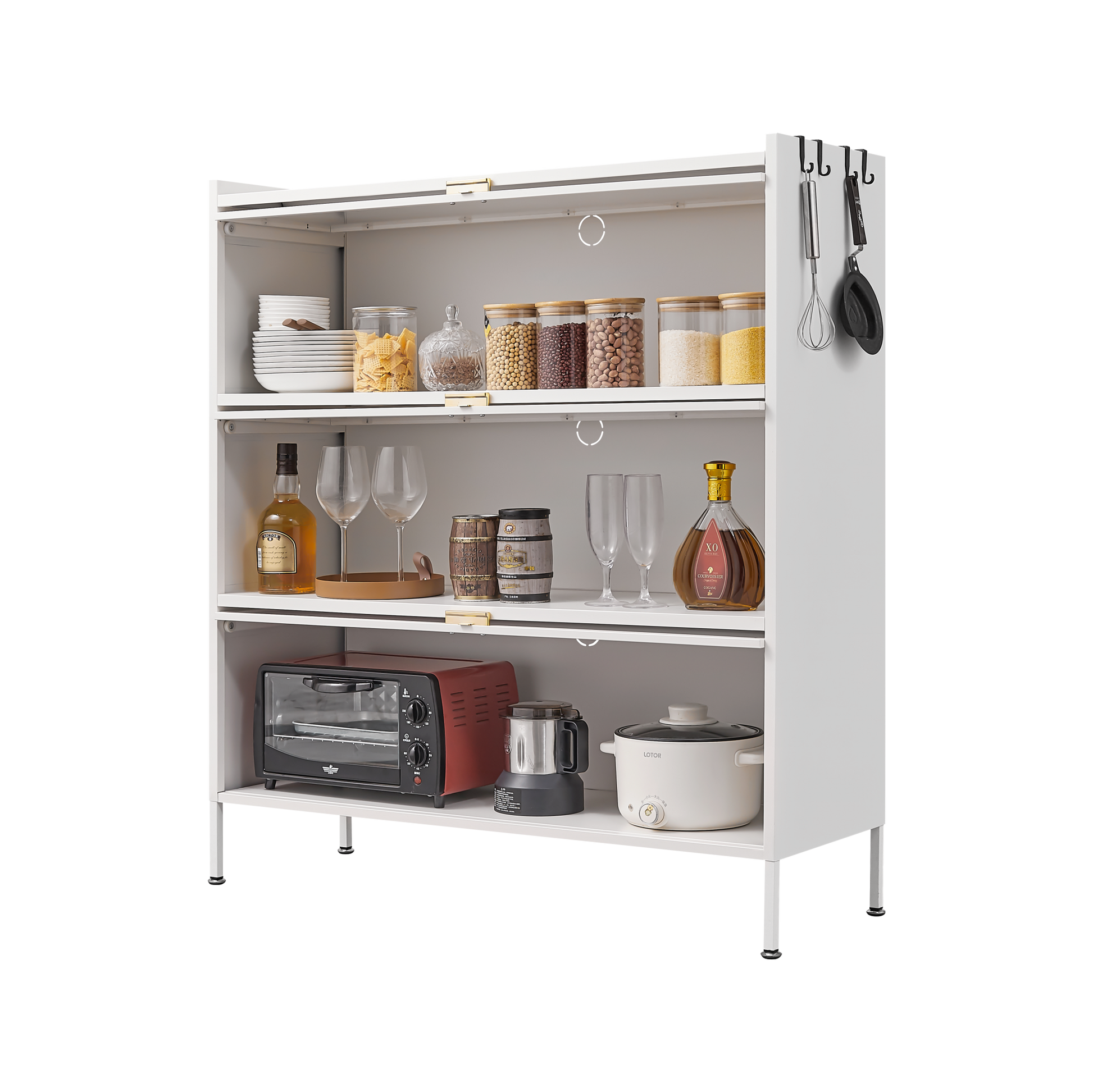 3 Tier Pantry Storage Cabinet Baker Racks For Kitchen With Storage Kitchen Pantry Storage Cabinet Microwave Rack Storage Rack White Modern Metal