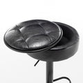 Round Storage Bar Stool Set Of 2, Black Faux Leather Height Adjustable Barstool, 360 Counter Height Swivel Stool, Armless Bar Chair With Metal Frame For Kitchen Counter Dining Living Room Black Set Of 2 Foam Pu Leather