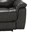 Grey Power Recliner With Usb Port Grey Faux Leather Manual Push Button Metal Primary Living Space Tight Back Push Button Pillow Top Arms Wood Fabric
