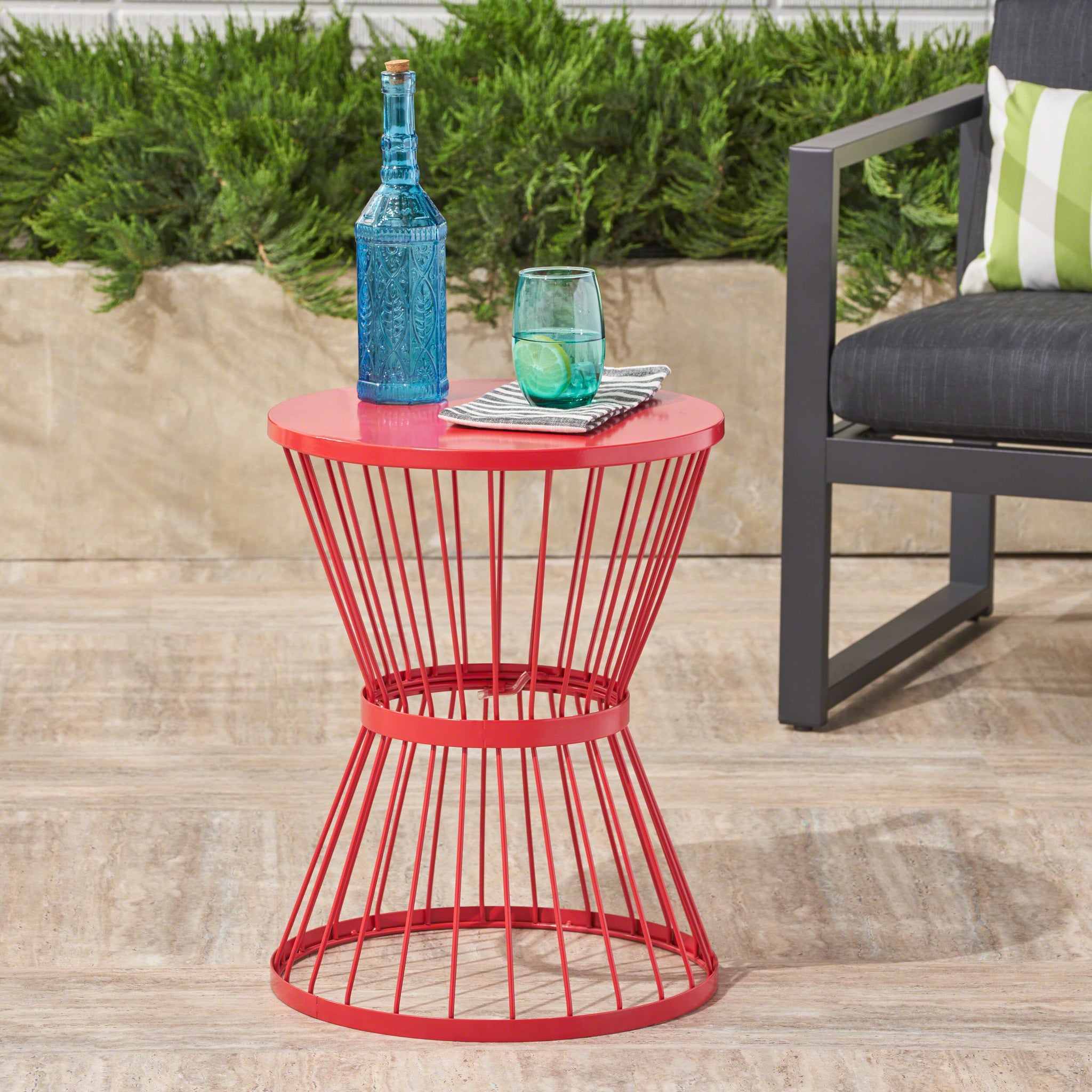 Lassen 16" Side Table Red Iron