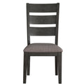 Transitional Wooden Side Chair, Fabric Padded Seat, Set Of 2, Gray Gray Wood Fabric