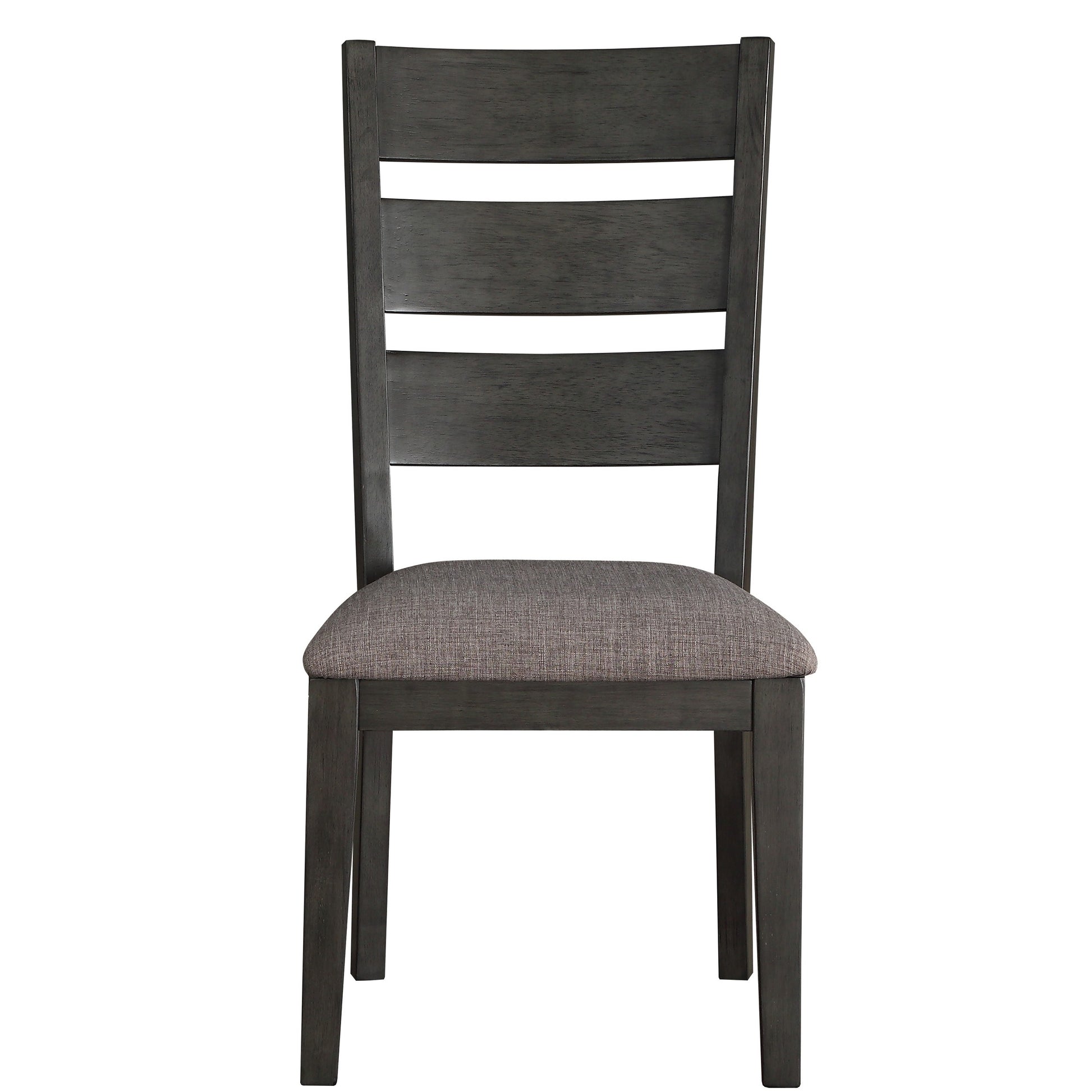 Transitional Wooden Side Chair, Fabric Padded Seat, Set Of 2, Gray Gray Wood Fabric