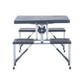 Outsunny Folding Picnic Table With Seats And Umbrella Hole, Portable Camping Chairs Set, 4 Seat, Aluminum Frame, Dark Gray Dark Grey Aluminum