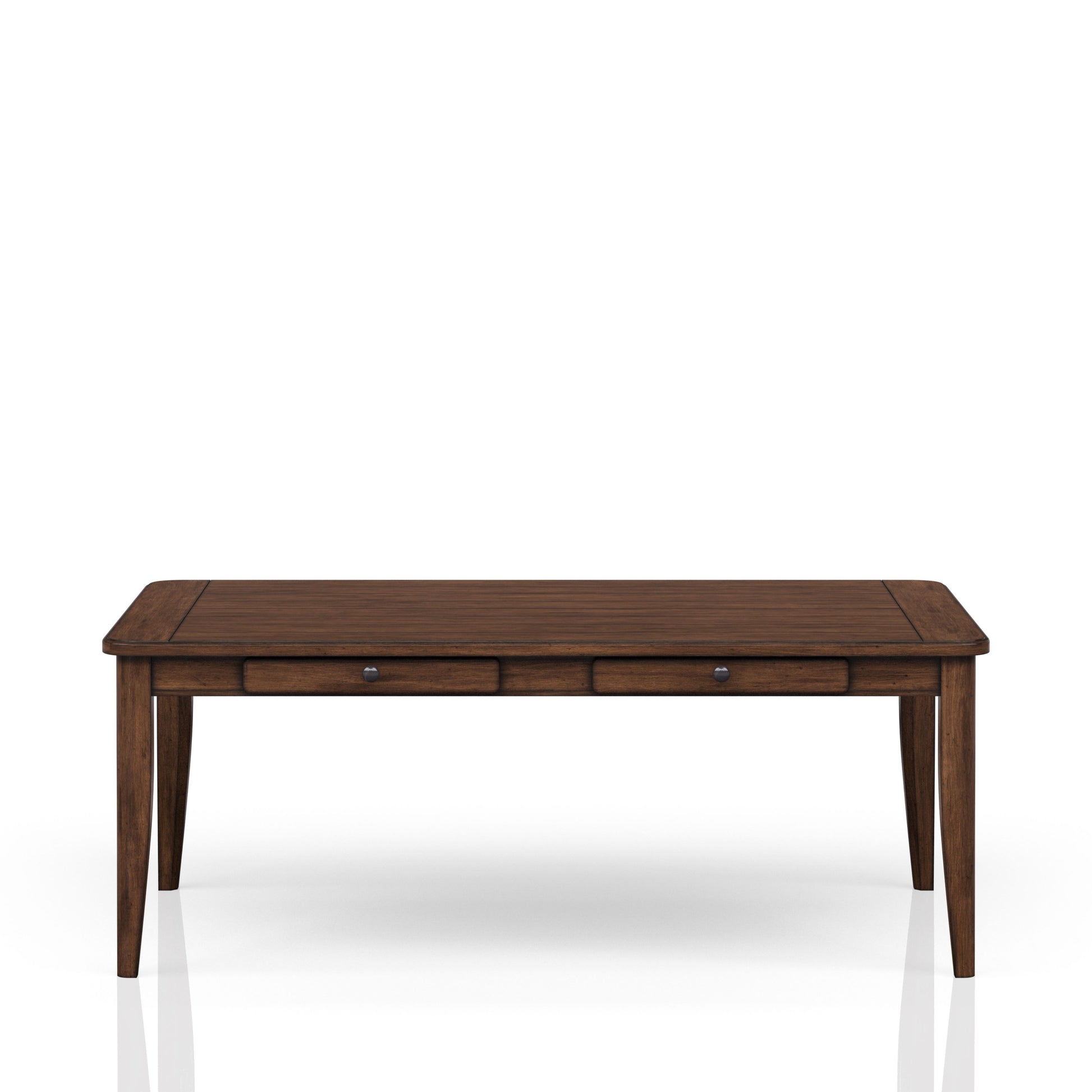 Casual Dining Table With Four Storage Drawers In Brown Finish Brown Solid Wood Mdf