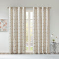 Total Blackout Metallic Print Grommet Top Curtain Panel Only 1 Pc Panel Ivory Gold Microfiber